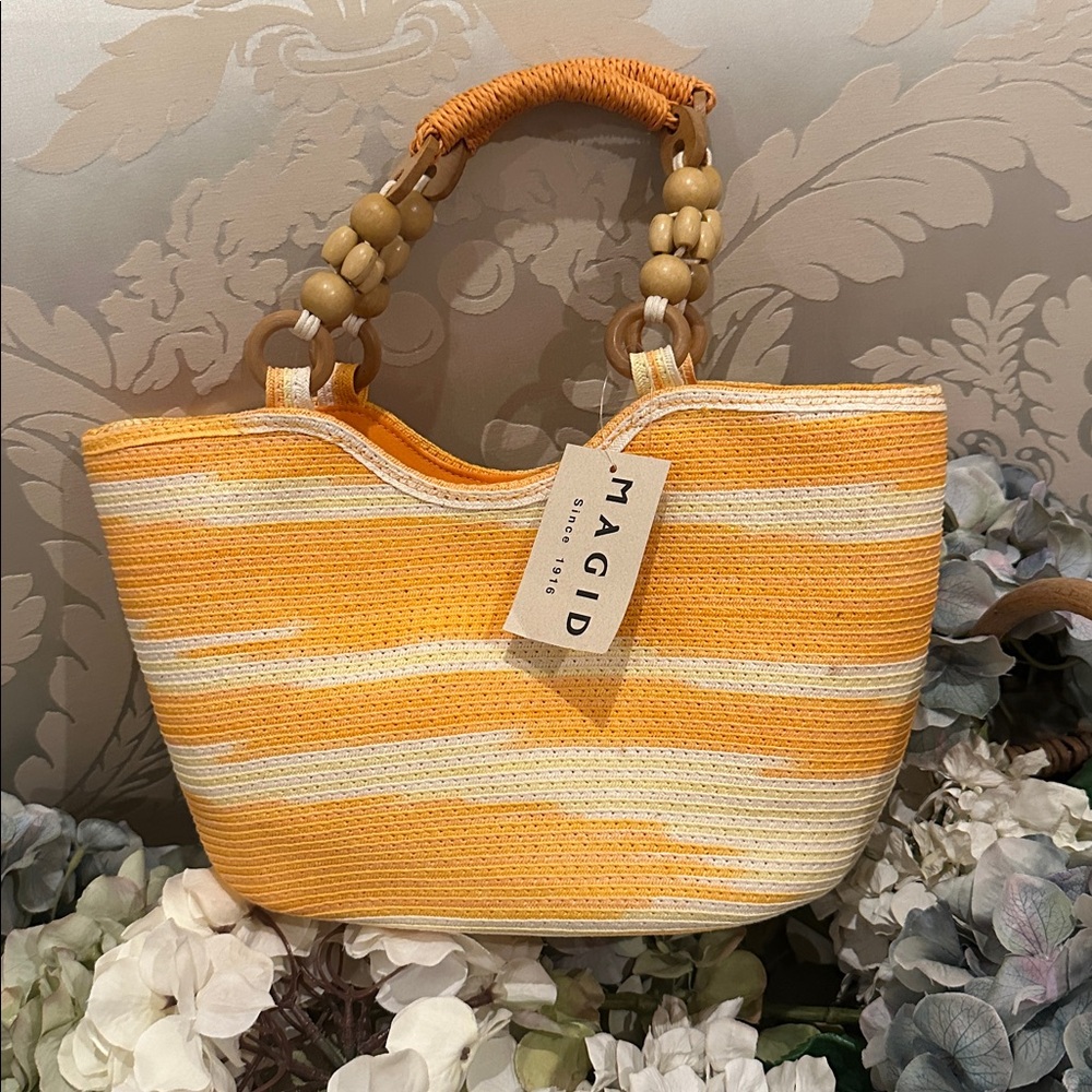 NWT orange straw handbag by Majid